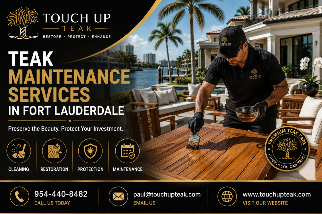 Teak Maintenance Services in Fort Lauderdale | Protecting Luxury Outdoor Wood with Touch Up Teak