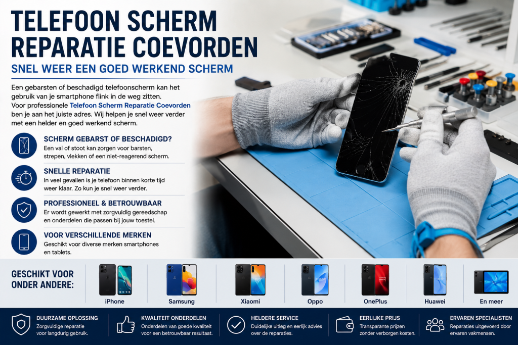 Telefoon Scherm Reparatie Coevorden – Snel Weer Een Goed Werkend Scherm